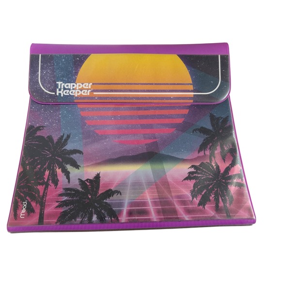 Mead Trapper Keeper‎ Binder 3 Ring Purple Palm Tree Retro Newer Version - Picture 1 of 4